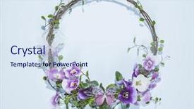  Presentation with floral - PPT layouts with floral wreath spring flower background and a sky blue colored foreground