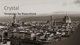  Presentation with michelangelo - Beautiful PPT theme featuring florence-cathedral-with-city-skyline backdrop and a light gray colored foreground