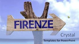 Presentation with italian - PPT theme consisting of florence-in-italian-wooden-sign background and a light blue colored foreground