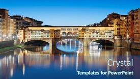  Presentation with crossing bridge - Presentation theme consisting of florence-italy-at-the-ponte background and a ocean colored foreground
