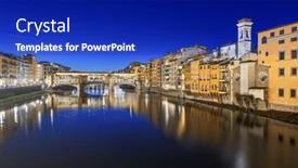  Presentation with crossing bridge - PPT theme consisting of florence-italy-at-the-ponte background and a royal blue colored foreground