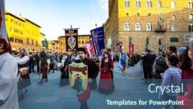  Presentation with fancy dress - Beautiful presentation theme featuring florence-italy-november-30-2019 backdrop and a ocean colored foreground