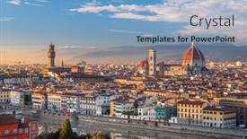  Presentation with buildings - Presentation theme consisting of florence-italy-skyline-with-landmark background and a light blue colored foreground