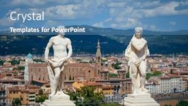  Presentation with trade finance - PPT theme with florence-may-20-statue background and a teal colored foreground