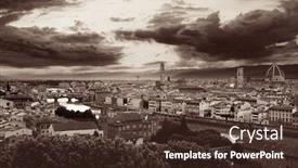  Presentation with michelangelo - PPT theme enhanced with florence-skyline-viewed-from-piazzale background and a tawny brown colored foreground