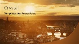  Presentation with michelangelo - PPT theme enhanced with florence-skyline-viewed-from-piazzale background and a yellow colored foreground