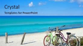 Presentation with tropical beach party - Cool new slides with flores de mayo - holbox island tropical beach bicycles backdrop and a  colored foreground