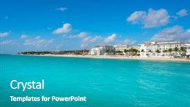  Presentation with mexico cancun - Presentation theme featuring flores de mayo - playa del carmen beach background and a gray colored foreground