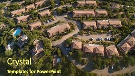  Presentation with neighborhood - Theme with florida community - aerial view of affluent suburban background and a tawny brown colored foreground