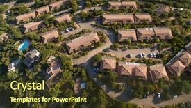  Presentation with neighborhood - PPT layouts enhanced with florida community - aerial view of affluent suburban background and a tawny brown colored foreground