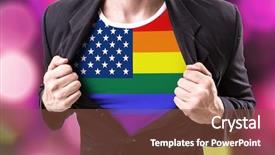  Presentation with american flag - Theme consisting of suit with american lgbt flag background and a tawny brown colored foreground