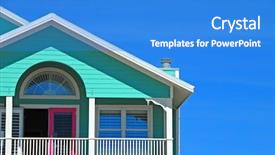  Presentation with candy cane - Presentation design with timshare - candy colored coastal home background and a teal colored foreground