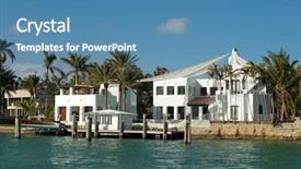  Presentation with miami - Presentation enhanced with florida keys palm tree - luxury house by the sea background and a teal colored foreground