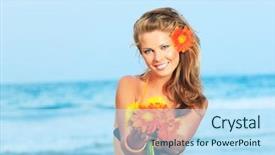  Presentation with florida beach - Colorful slide deck enhanced with florida flower - beautiful woman in bikini backdrop and a  colored foreground