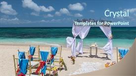  Presentation with beach wedding - Slides featuring florida flower - decorated wedding arch on puka background and a ocean colored foreground