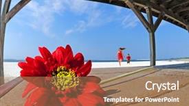  Presentation with starting line red running track - Presentation design featuring florida flower - kids running towards beautiful red background and a coral colored foreground