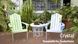  Presentation with pair of compass - PPT theme with florida flower - pair of adirondack chairs background and a coral colored foreground