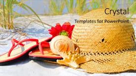  Presentation with straw - Presentation theme having florida flower - straw flip flops and hat background and a  colored foreground