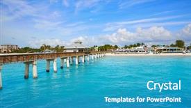  Presentation with florida beach - Cool new slides with florida fort myers pier beach backdrop and a teal colored foreground