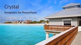  Presentation with florida us1 - PPT theme consisting of florida fort myers pier beach background and a light blue colored foreground