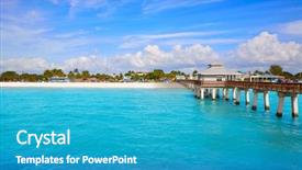  Presentation with florida beach - PPT theme featuring florida fort myers pier beach background and a teal colored foreground