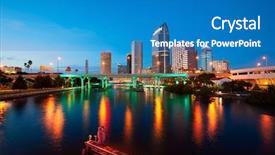  Presentation with florida - Beautiful theme featuring florida tampa skyline at sunset backdrop and a teal colored foreground