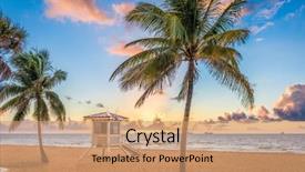  Presentation with florida beach - Amazing presentation design having florida usa at the beach backdrop and a coral colored foreground