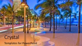  Presentation with florida beach - Beautiful presentation theme featuring florida usa on the beach backdrop and a coral colored foreground