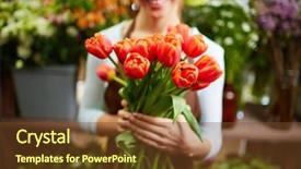  Presentation with bunch - Colorful slide deck enhanced with florist - bunch of red tulips backdrop and a tawny brown colored foreground
