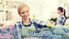  Presentation with people concept surgeon in mask - Presentation consisting of florist - people gardening and profession concept background and a seafoam green colored foreground