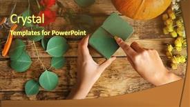  Presentation with oasis - Audience pleasing PPT layouts consisting of florist at work pumpkin oasis backdrop and a tawny brown colored foreground