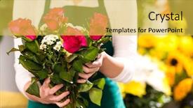  Presentation with red roses rose garden - Slides having florist hands showing red roses background and a yellow colored foreground