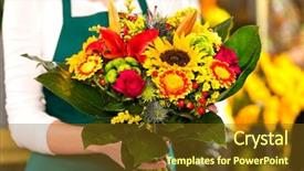  Presentation with colorful hands - Amazing theme having florist holding bouquet colorful flowers backdrop and a tawny brown colored foreground