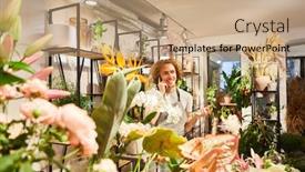  Presentation with order - Audience pleasing slide set consisting of florist-in-his-flower-shop backdrop and a coral colored foreground