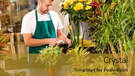  Presentation with coding binary code blue polygonal - Theme featuring florist reading price bar-code background and a gold colored foreground