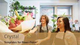  Presentation with loading - PPT layouts with florist-team-is-happy background and a gold colored foreground
