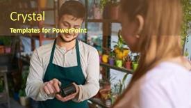  Presentation with contactless - Presentation theme enhanced with florist-with-a-card-terminal background and a  colored foreground