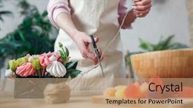  Presentation with rope - Slide set consisting of florist with scissor-cutting rope background and a coral colored foreground