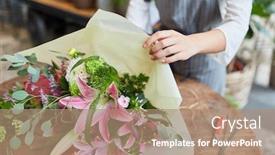  Presentation with shipping - Audience pleasing slides consisting of florist-wrapping-bunch-of-flowers backdrop and a coral colored foreground