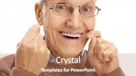  Presentation with teeth - Slides having floss - mature man flossing his teeth background and a coral colored foreground