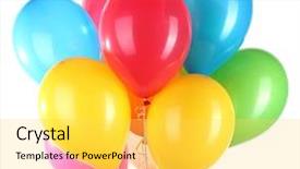  Presentation with helium - Amazing PPT layouts having colorful balloons isolated on white backdrop and a yellow colored foreground