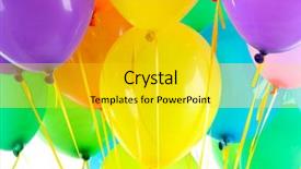  Presentation with balloons - Amazing theme having colorful balloons isolated on white backdrop and a gold colored foreground