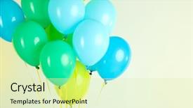  Presentation with colorful impressionist style artistic color - Presentation theme enhanced with colorful balloons on color background background and a soft green colored foreground