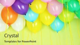  Presentation with gas - Theme having gas helio - colorful balloons on green wall background and a blonde colored foreground