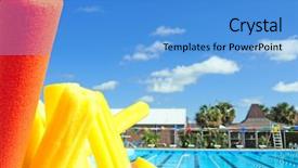  Presentation with community center - Audience pleasing PPT theme consisting of swimming lessons at community backdrop and a  colored foreground