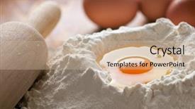  Presentation with fried egg close up view - PPT layouts with flour and egg close up background and a soft green colored foreground