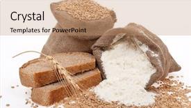  Presentation with flour - Colorful slide deck enhanced with flour and wheat grain backdrop and a coral colored foreground