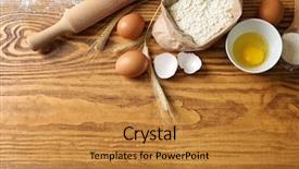  Presentation with kitchen utensils - Presentation theme featuring flour eggs and kitchen utensils background and a gold colored foreground