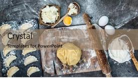  Presentation with top view of candles - PPT layouts featuring flour eggs raspberries and rolling background and a coral colored foreground