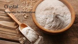  Presentation with whole grain flour - Audience pleasing PPT theme consisting of flour in bowl with grains backdrop and a coral colored foreground